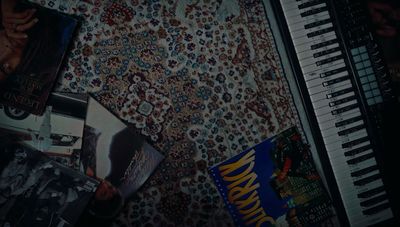 a close up of a piano and a book