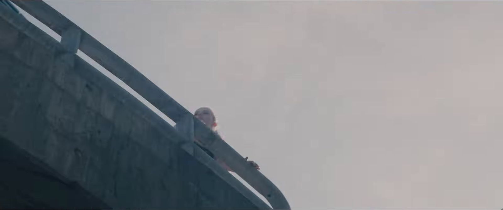 a bird is perched on the railing of a bridge