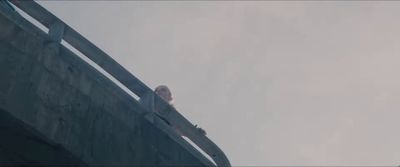 a bird is perched on the railing of a bridge