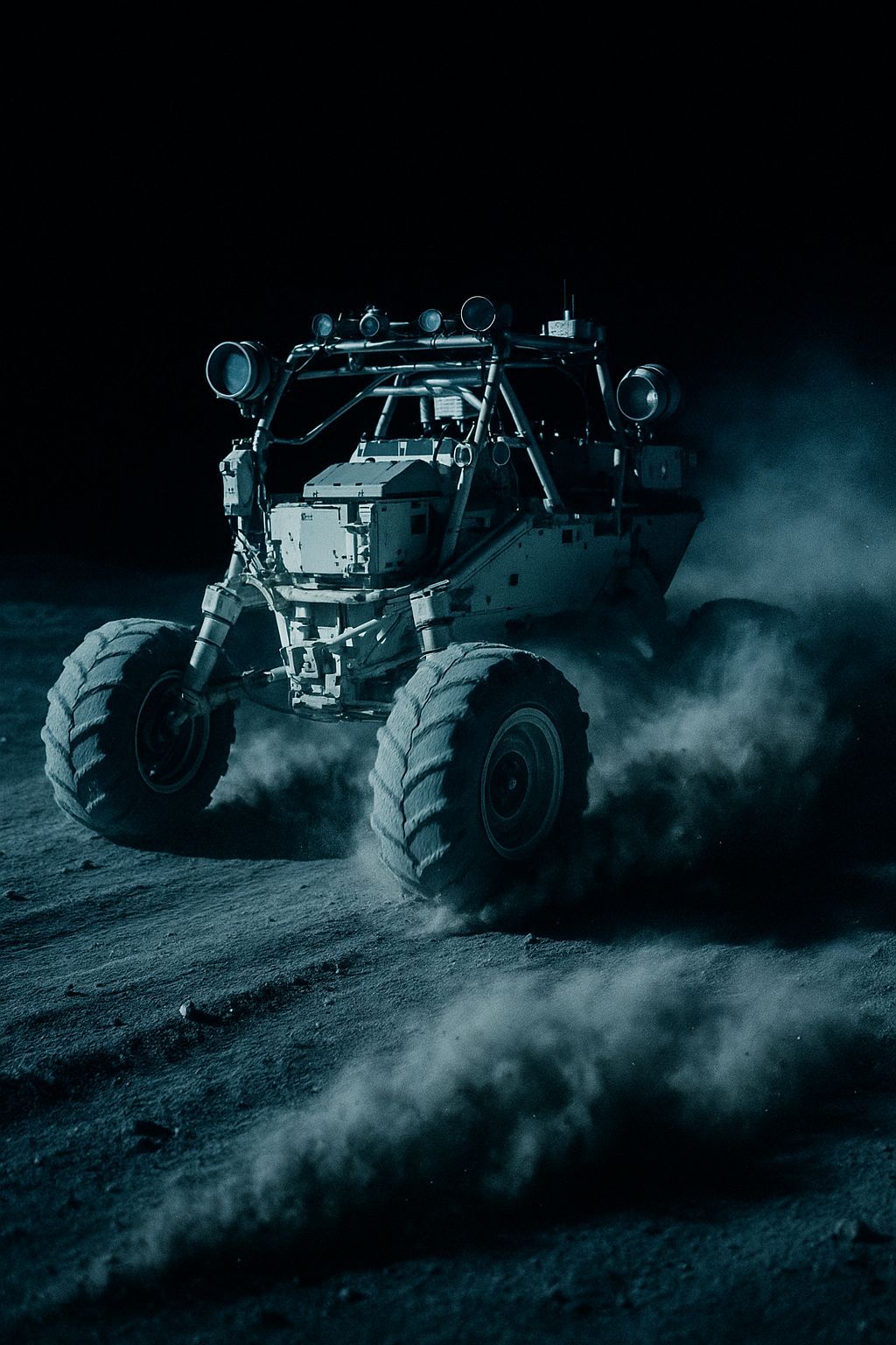 a monster truck driving down a dirt road