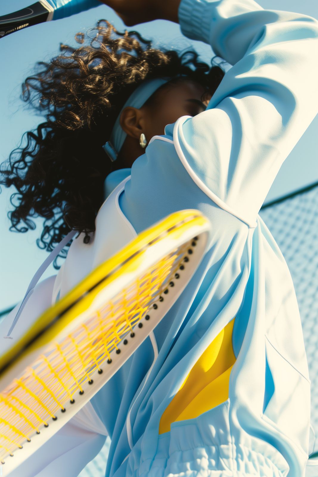 a woman holding a tennis racquet on top of a tennis court