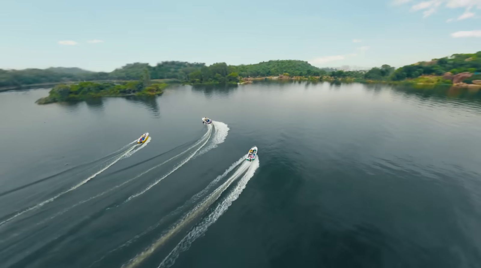 a group of people on jet skis in the water