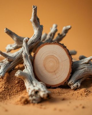 a piece of wood that has been cut in half