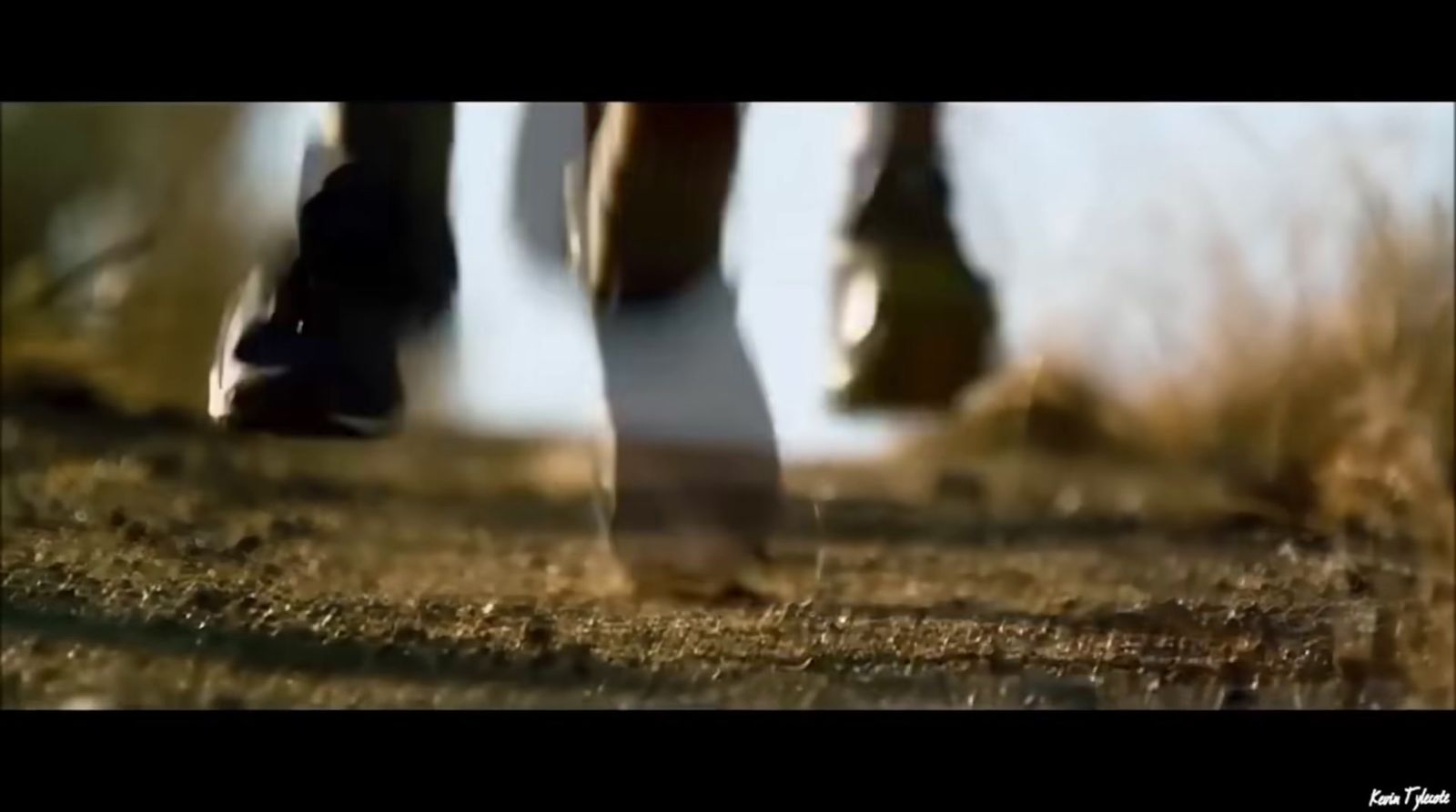 a blurry photo of a person walking on a path