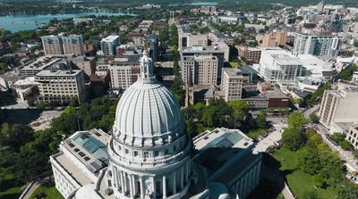 an aerial view of the capital building in washington d c