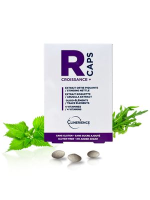 a box of r - caps next to some green leaves