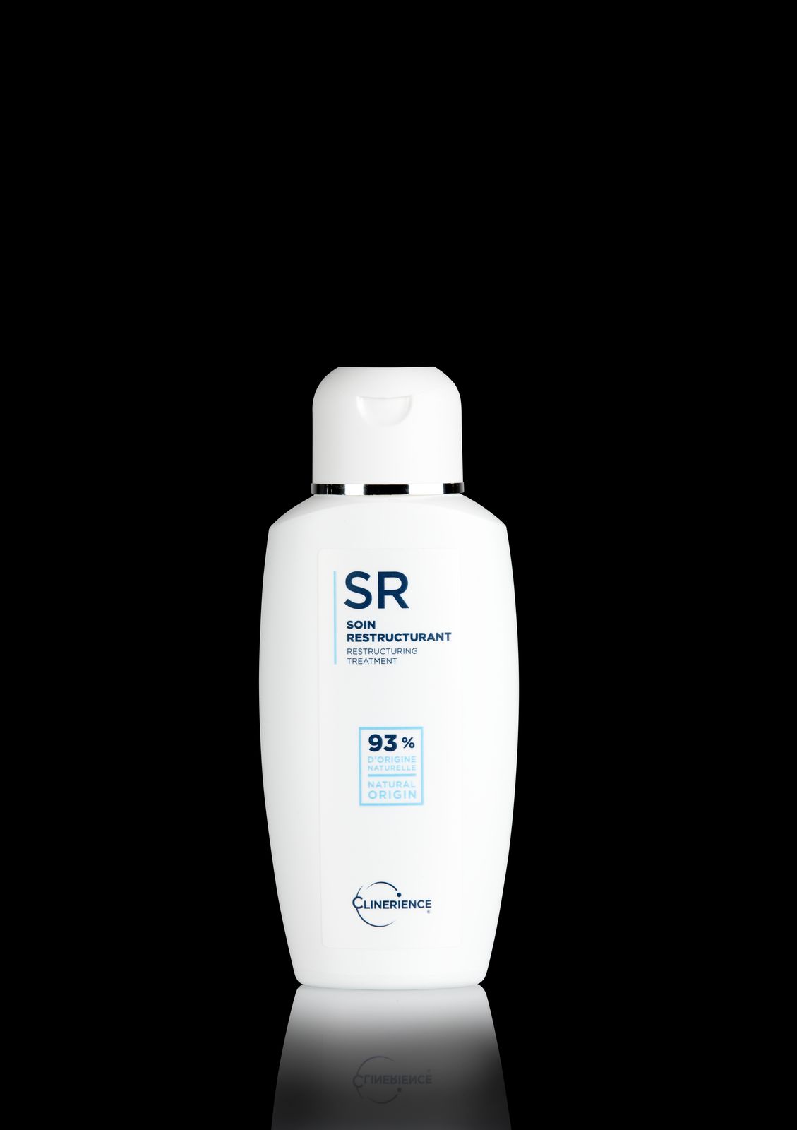 a bottle of shampoo on a black background