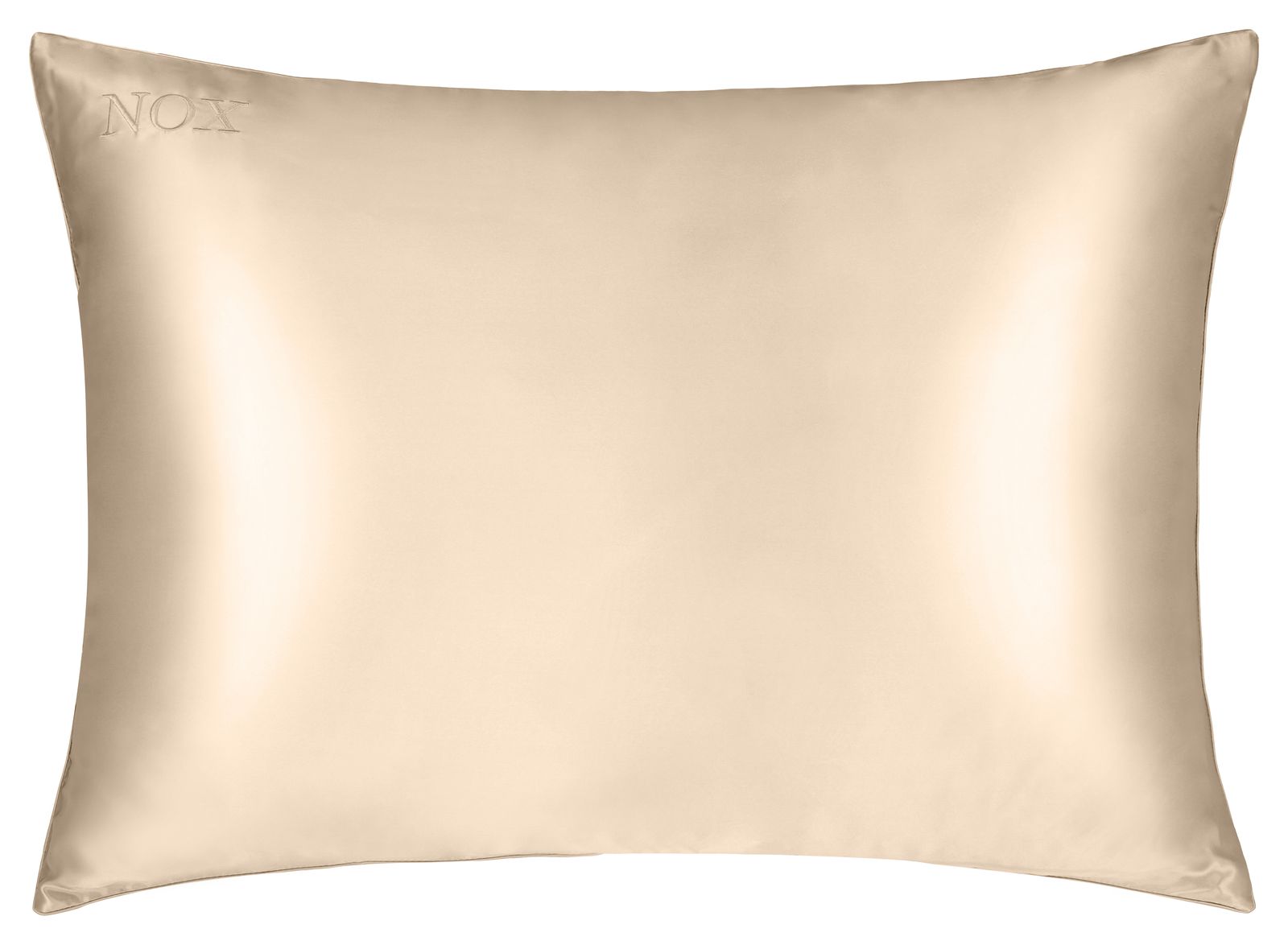 a beige pillow on a white background