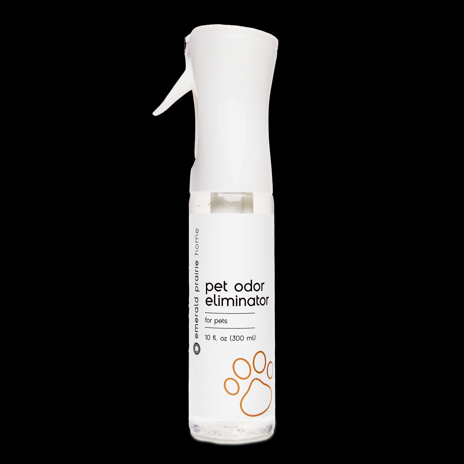 a bottle of pet odor eliumiator on a black background
