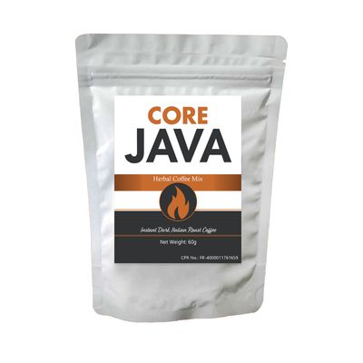 a bag of core java coffee on a white background