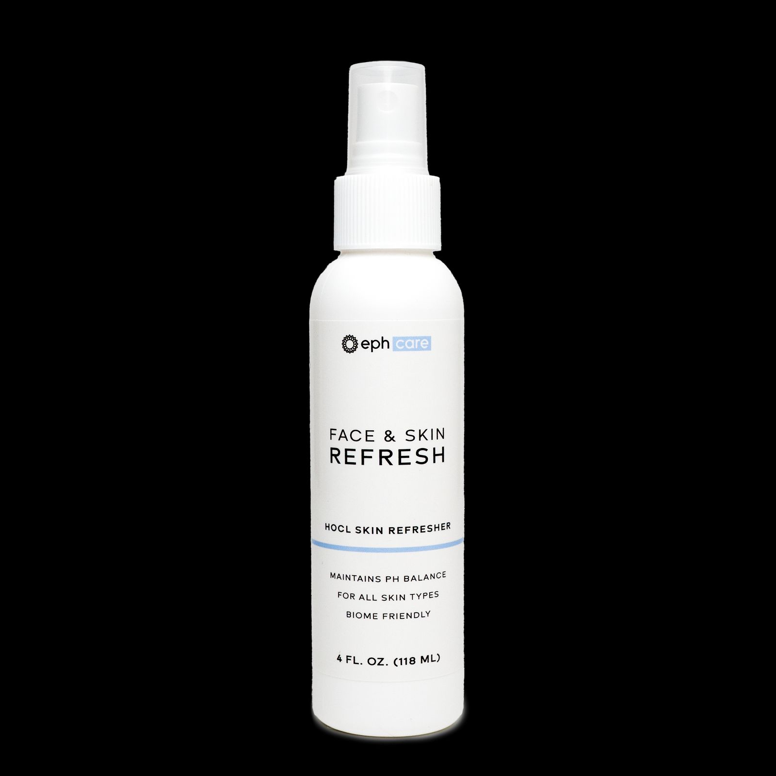 a bottle of face and skin refreshant on a black background