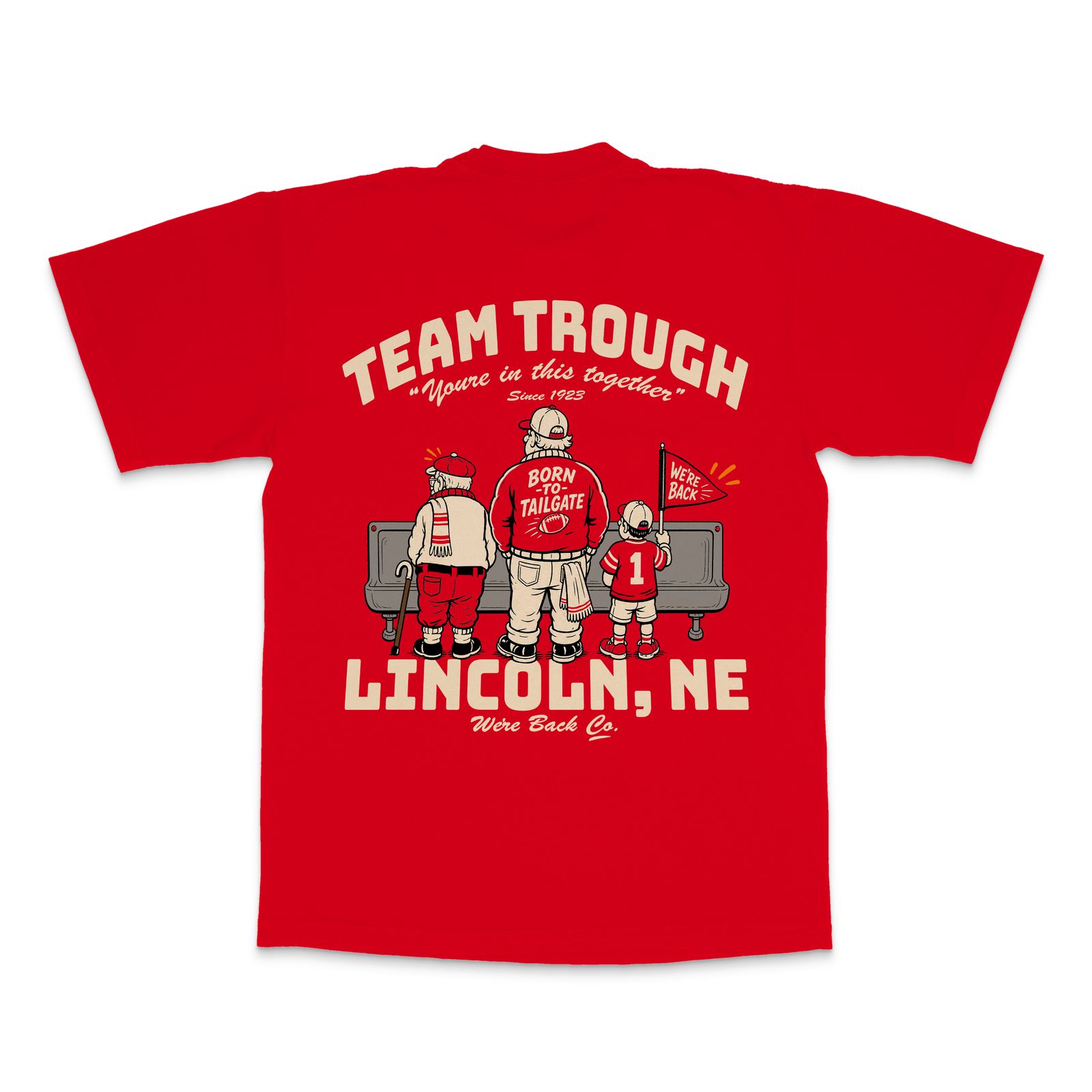 a red t - shirt with a picture of a football player