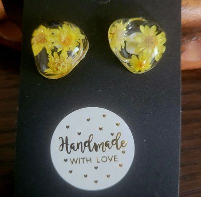 a pair of yellow flowers are on a card