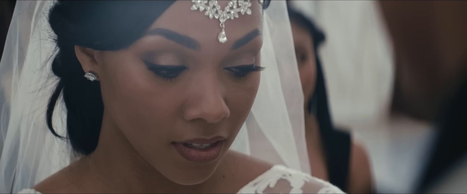 a close up of a person wearing a veil