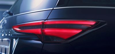 a close up of the tail lights of a car