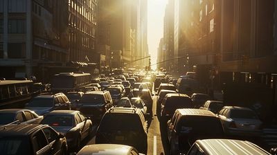 a city street filled with lots of traffic