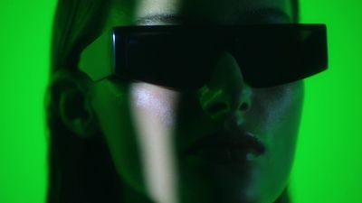 a woman wearing a pair of 3d glasses