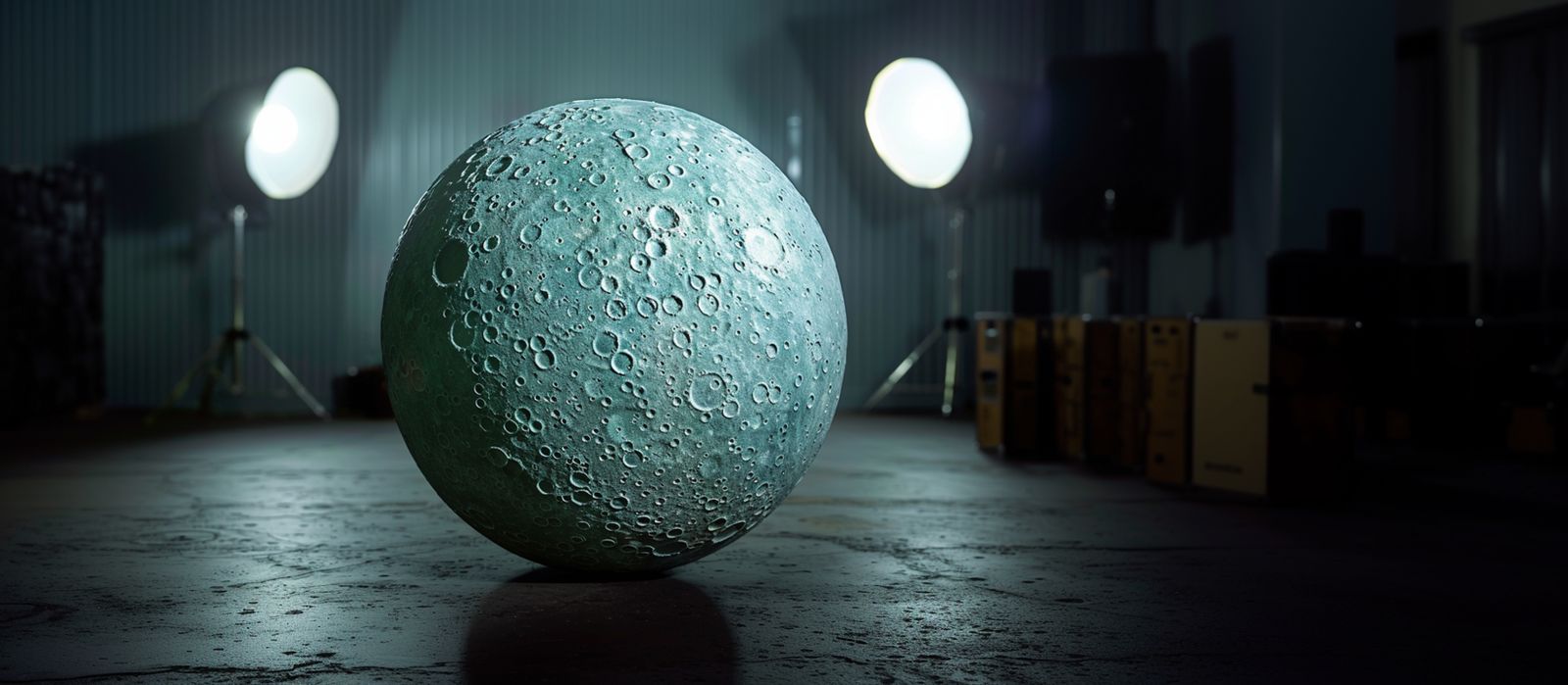 a large green egg sitting on top of a cement floor