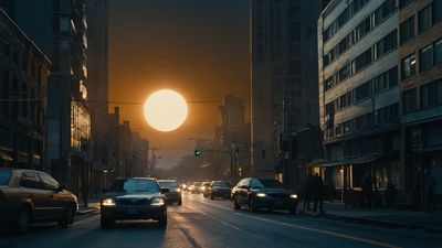 a city street filled with lots of traffic at night