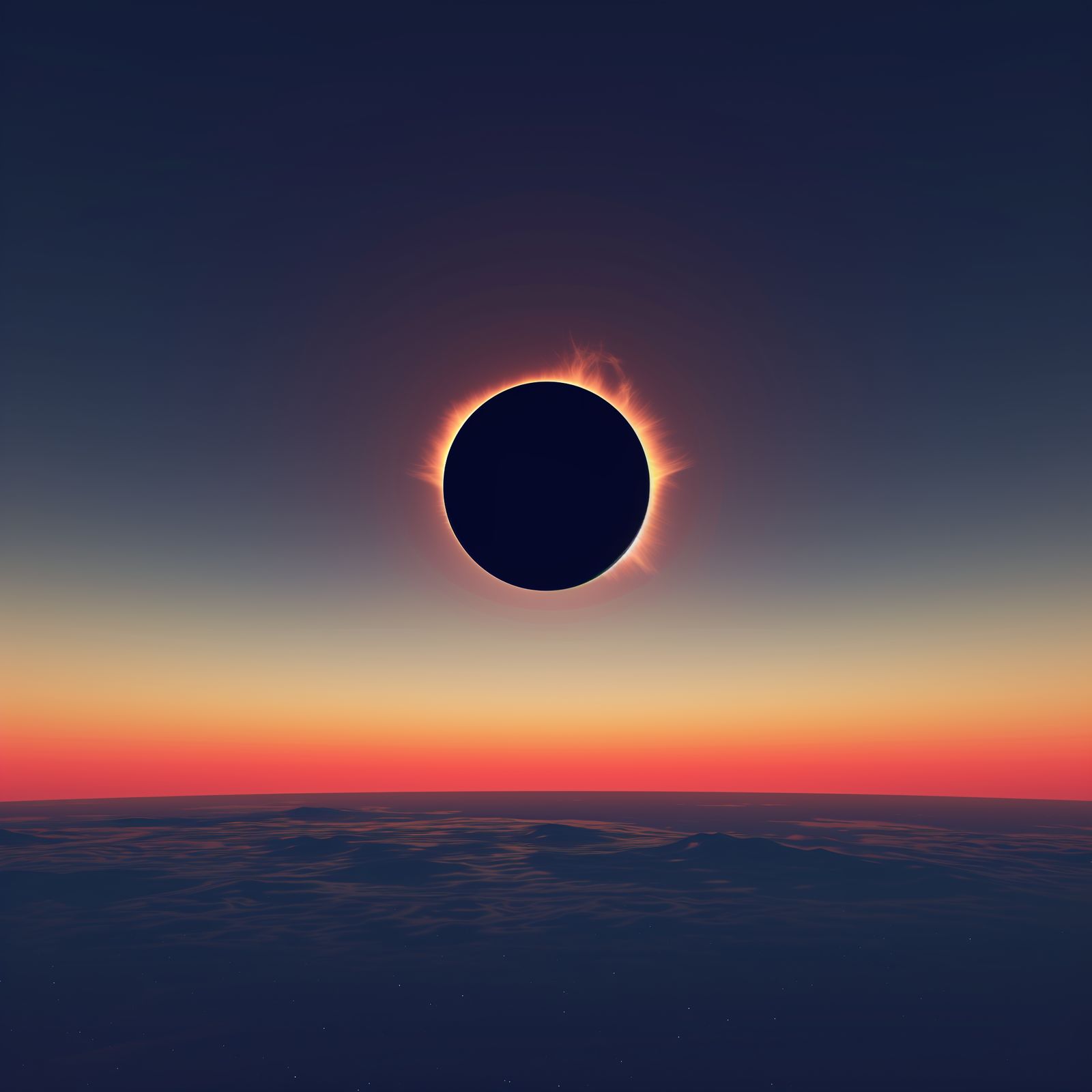 a solar eclipse in the sky over the ocean