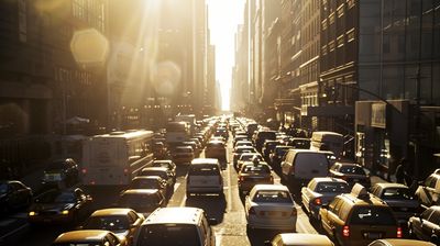 a city street filled with lots of traffic