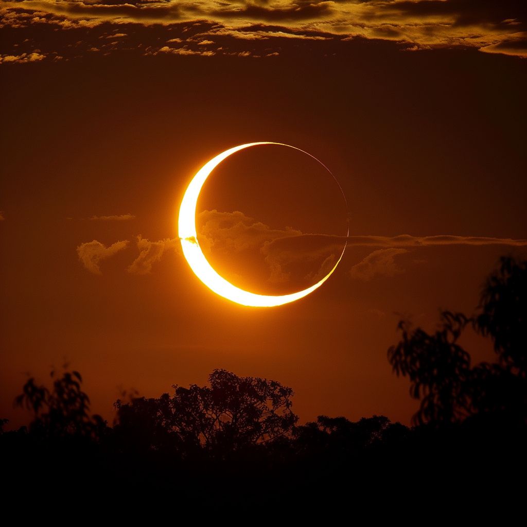 a partial solar eclipse seen through the clouds