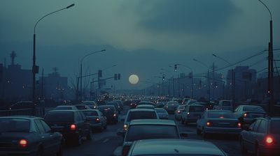 a city street filled with lots of traffic at night