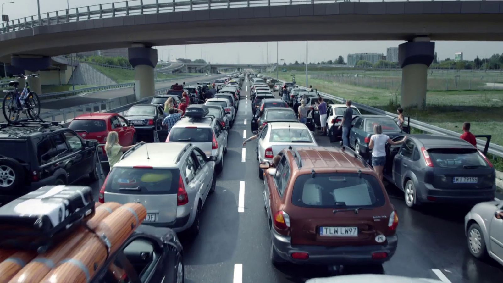 a bunch of cars that are sitting in the street