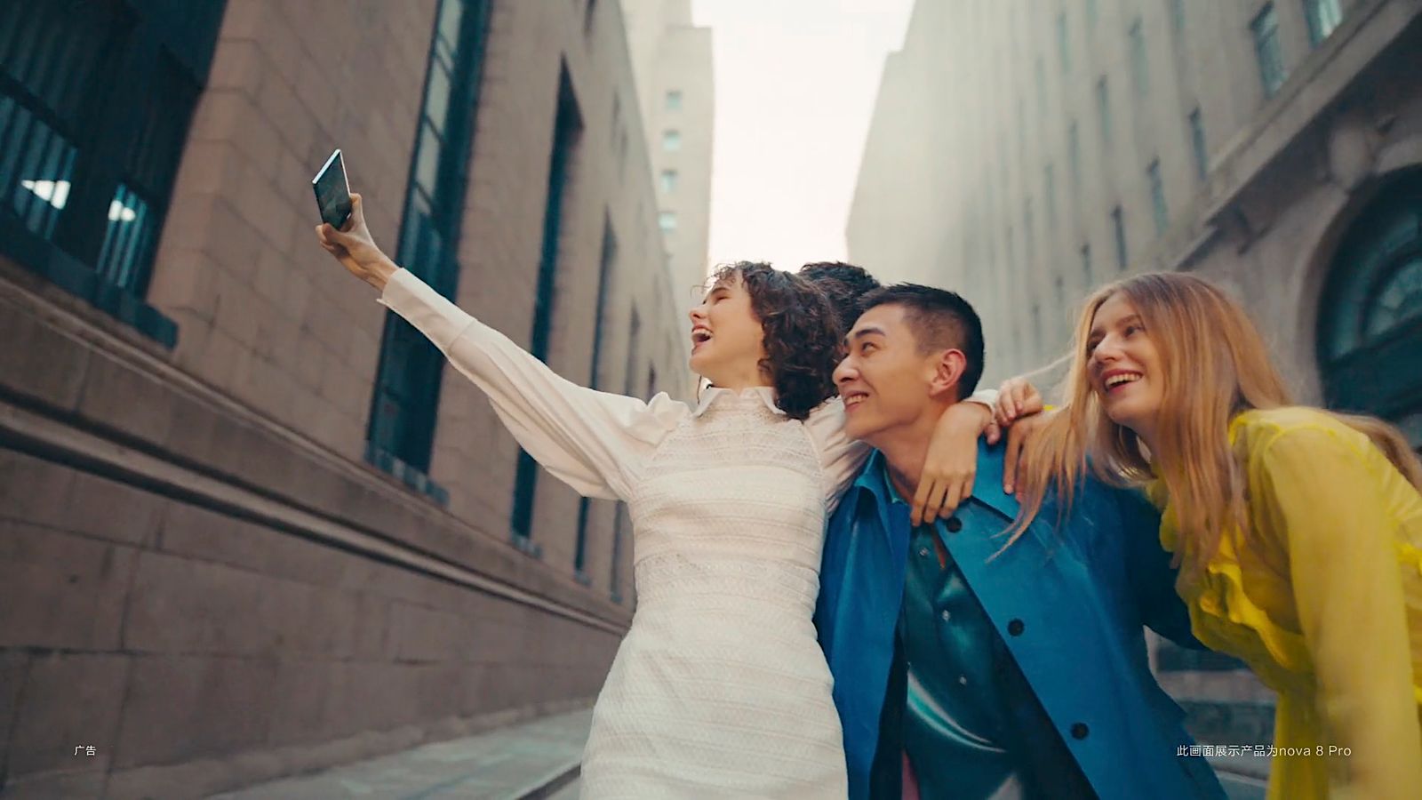 three people taking a selfie in the city