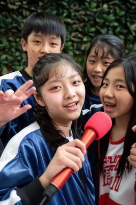 a group of young people standing next to each other