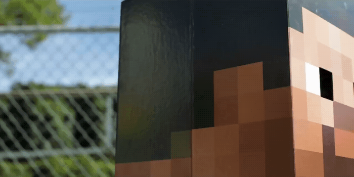 a close up of a box with a face on it