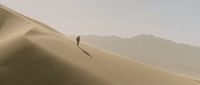 a person standing on top of a sand dune