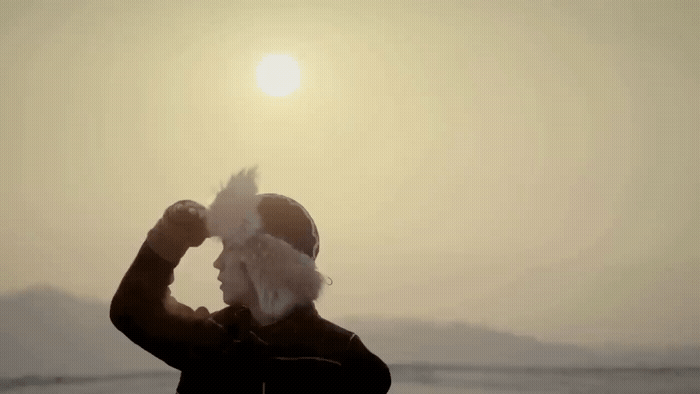 a person with a bird on their head