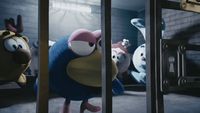 a group of cartoon characters behind bars in a jail cell