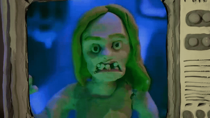 a picture of a woman with green hair