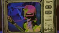 a picture of a cartoon character on a tv screen