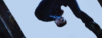 a man is upside down in the air