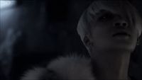 a woman with white hair and a fur coat