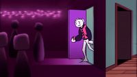 a cartoon picture of a person entering a room