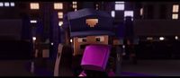 a minecraft character with a purple cup in his hand