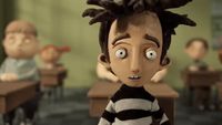 a cartoon of a boy with dreadlocks in a classroom