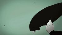 a cartoon of a person holding a black umbrella