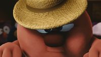 a close up of a person wearing a hat