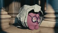 a cartoon character with a bag of money