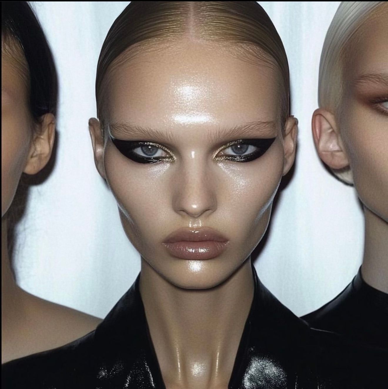 a group of mannequins with different makeup looks