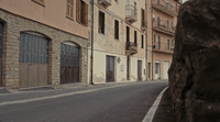 an empty street in an old european city