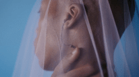 a close up of a person wearing a veil