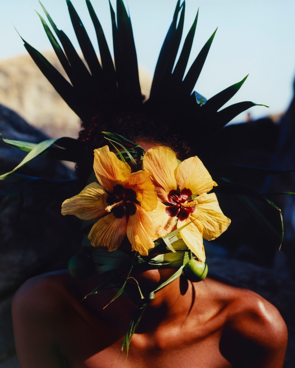 a person with a flower on their head