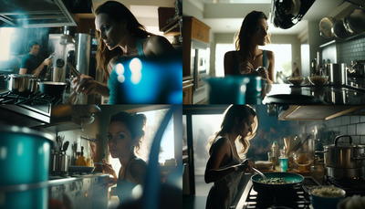 a group of women standing in a kitchen preparing food