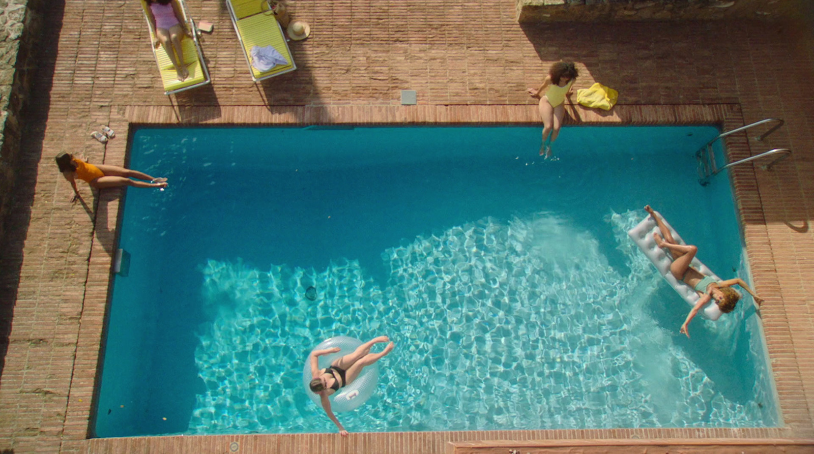 a group of people in a swimming pool